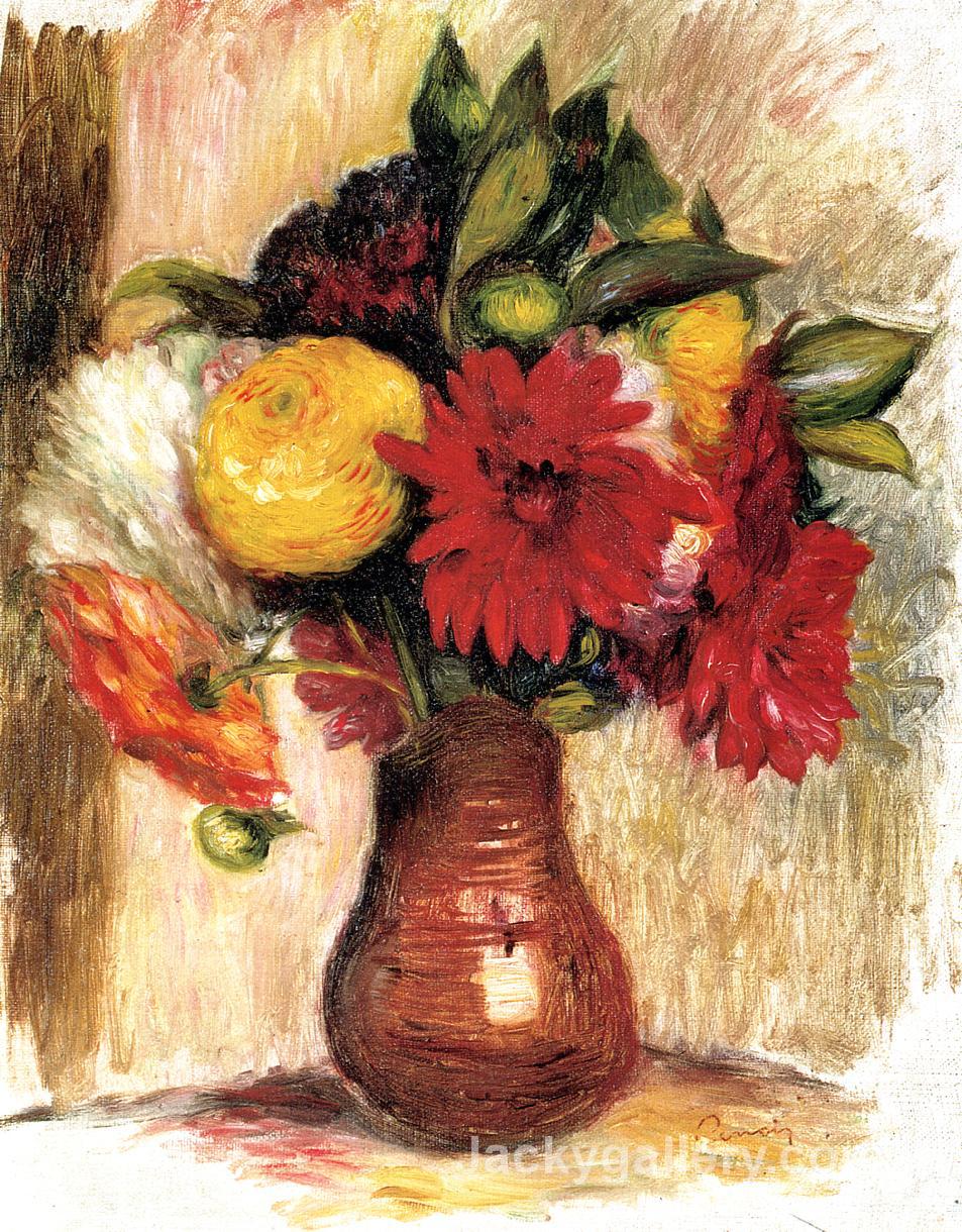 Bouquet of Flowers in an Earthenware Pitcher by Pierre Auguste Renoir paintings reproduction
